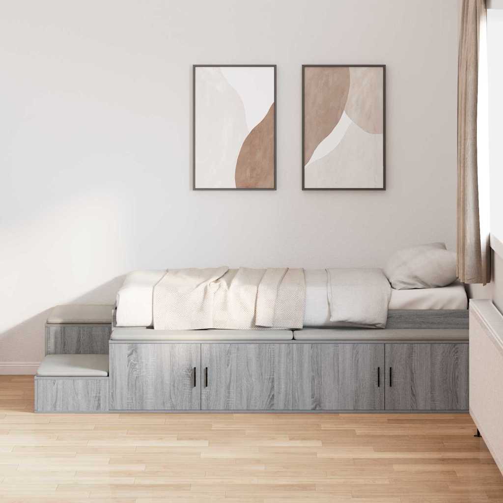 Struttura letto con contenitore con cassetto Grigio sonoma - homemem39
