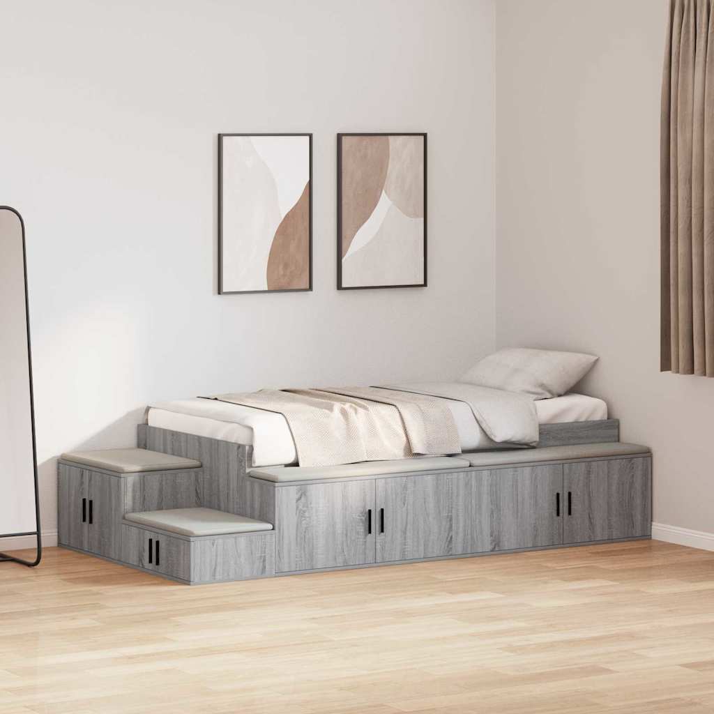 Struttura letto con contenitore con cassetto Grigio sonoma - homemem39