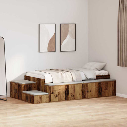 Struttura letto con contenitore con cassetto Legno vecchio - homemem39