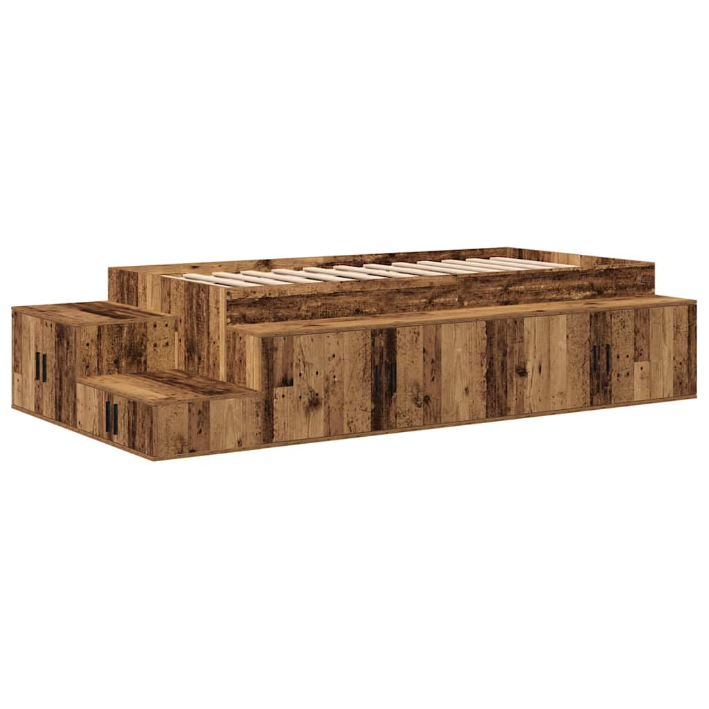 Struttura letto con contenitore con archiviazione Legno vecchio | homemem39