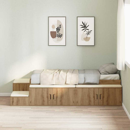 Struttura letto con contenitore con cassetto rovere artigianale - homemem39