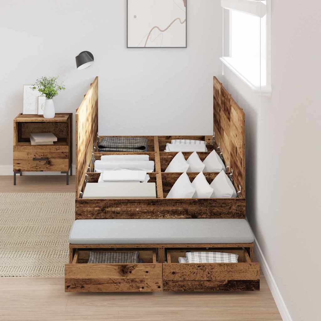 Struttura letto con contenitore Legno vecchio 80 cm | homemem39
