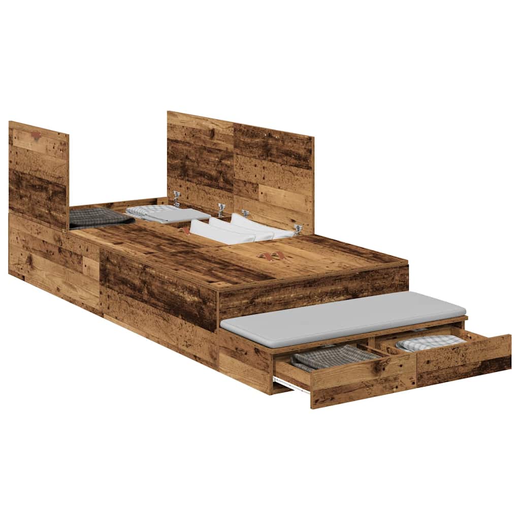 Struttura letto con contenitore Legno vecchio 80 cm | homemem39