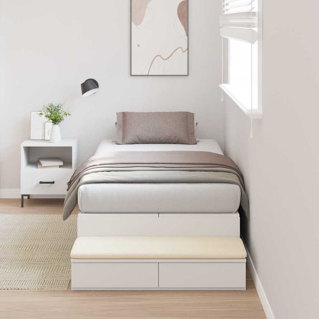 Struttura letto con contenitore Bianco 90 cm Legno multistrato