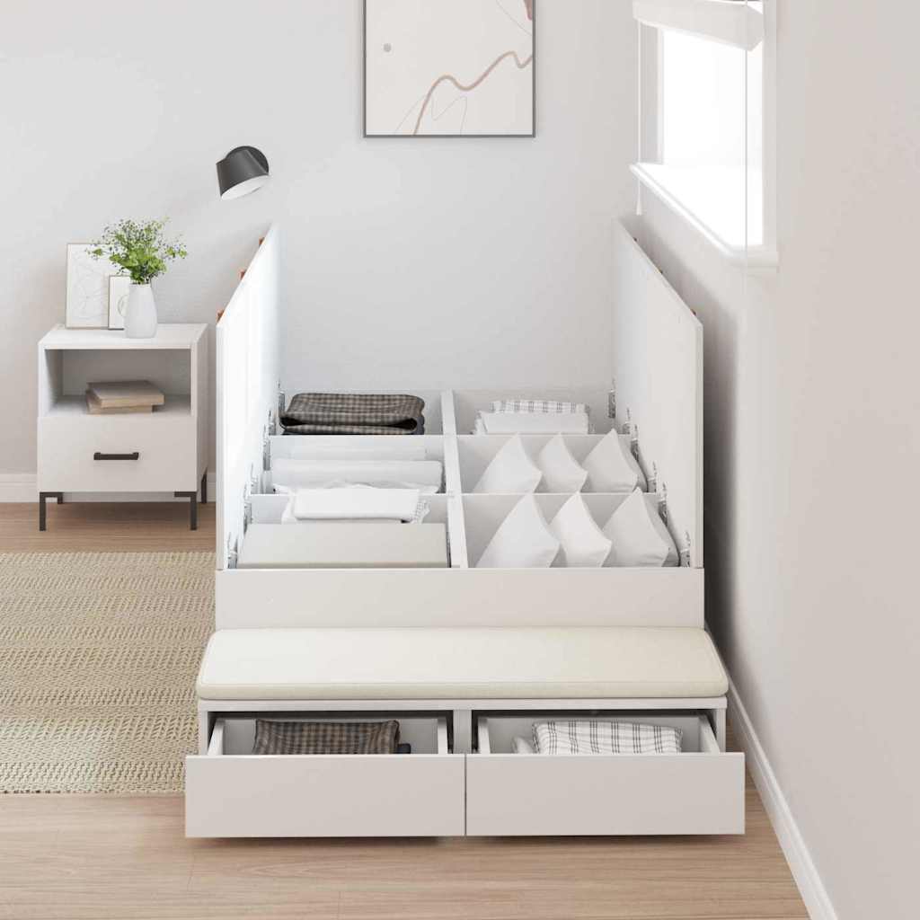 Struttura letto con contenitore Bianco 90 cm Legno multistrato