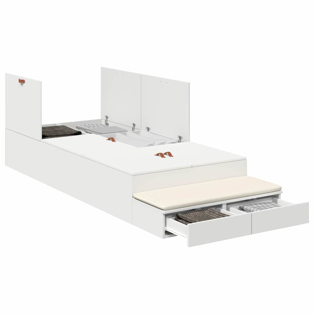 Struttura letto con contenitore Bianco 90 cm Legno multistrato