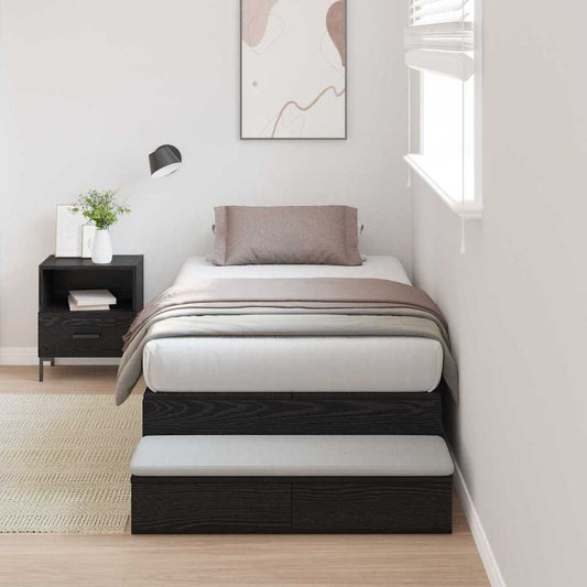 Struttura letto con contenitore con cassetto Rovere nero