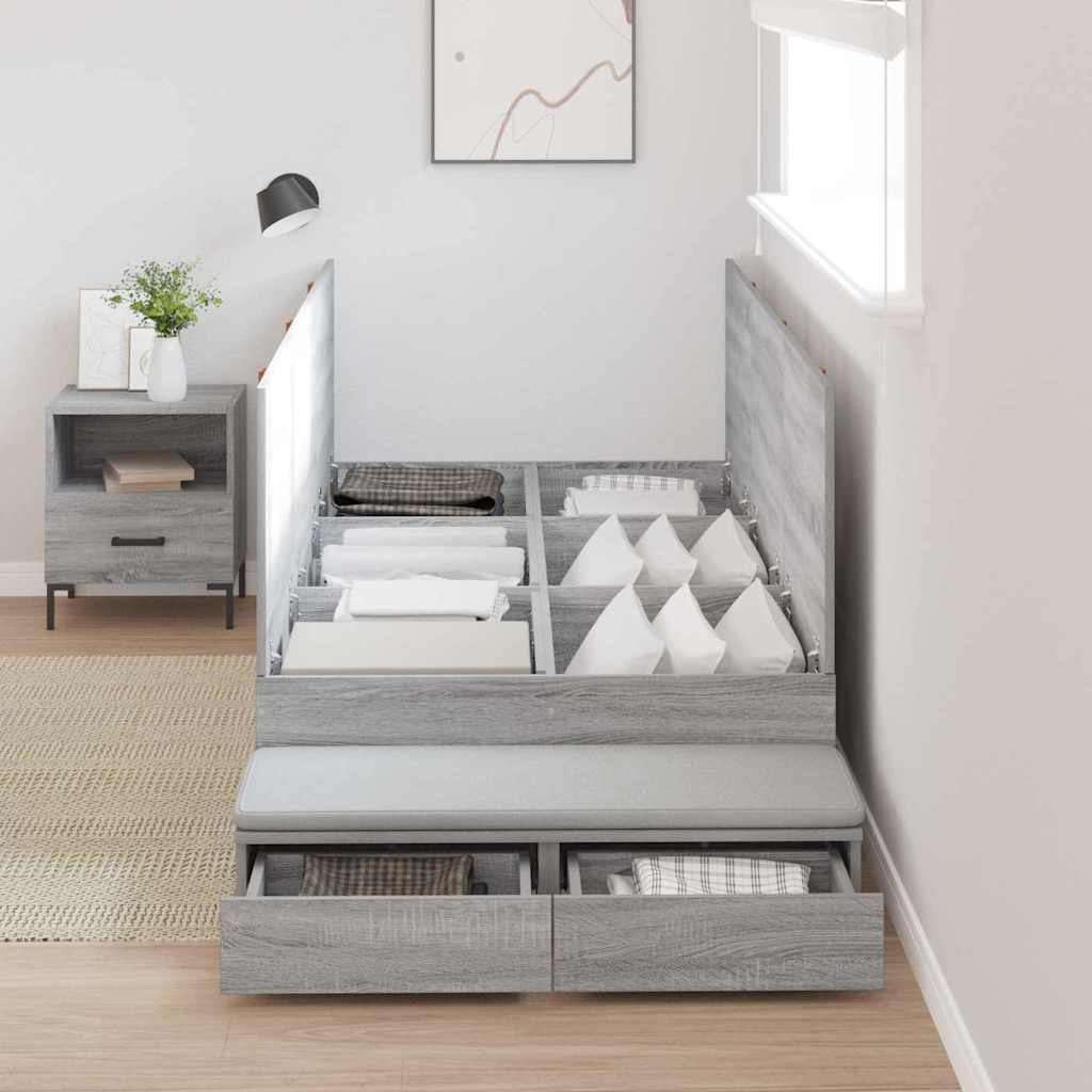 Struttura letto con contenitore con cassetto Grigio sonoma - homemem39