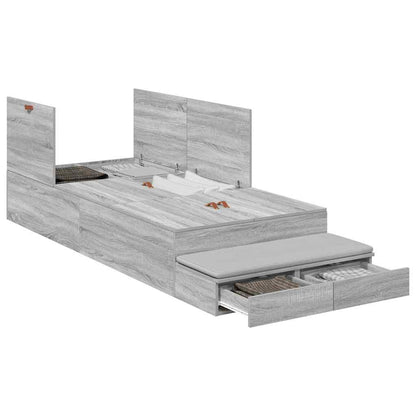 Struttura letto con contenitore con cassetto Grigio sonoma - homemem39