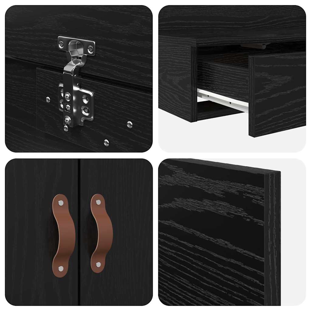 Struttura letto con contenitore con cassetto Rovere Nero 100 cm - homemem39