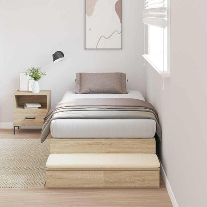 Struttura letto con contenitore con porta Rovere Sonoma 100 cm