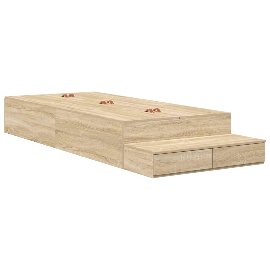 Struttura letto con contenitore con porta Rovere Sonoma 100 cm