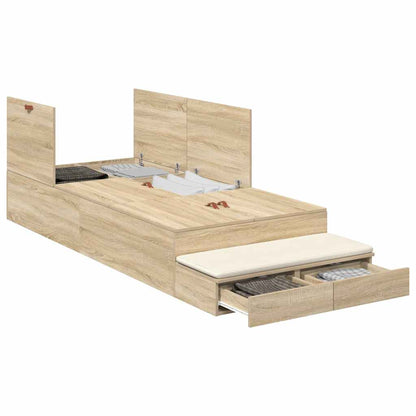 Struttura letto con contenitore con porta Rovere Sonoma 100 cm