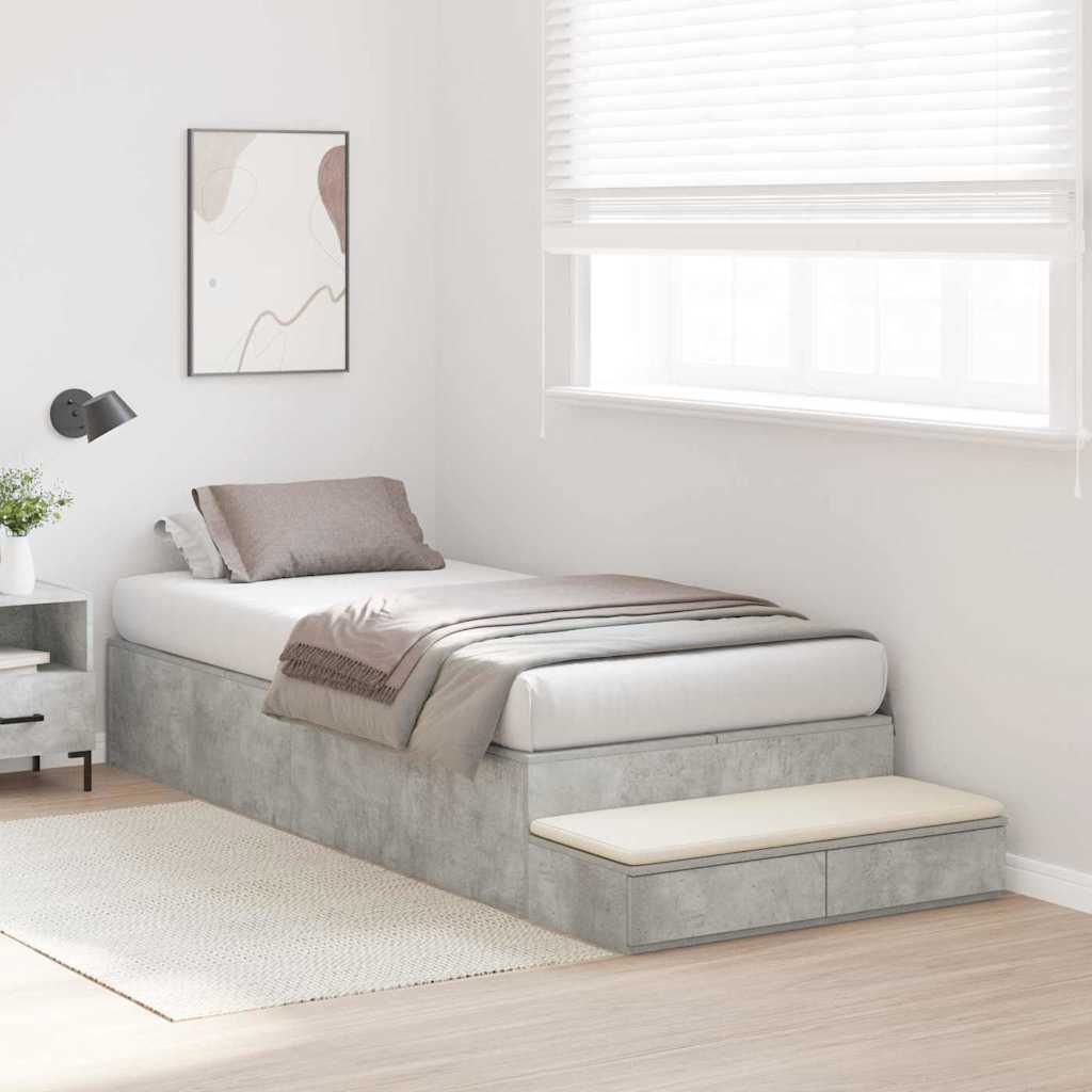 Struttura letto con contenitore Grigio cemento 100 cm