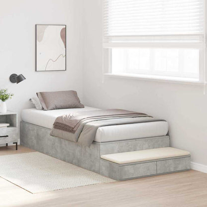 Struttura letto con contenitore Grigio cemento 100 cm