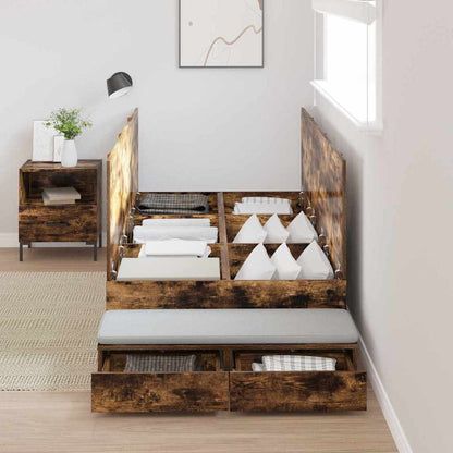Struttura letto con contenitore con cassetto Rovere fumé - homemem39