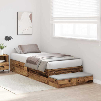 Struttura letto con contenitore con cassetto Legno vecchio - homemem39