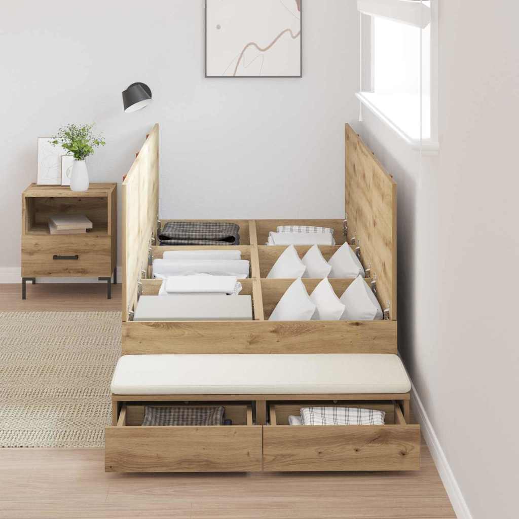 Struttura letto con contenitore Rovere artigianale 100 cm | homemem39