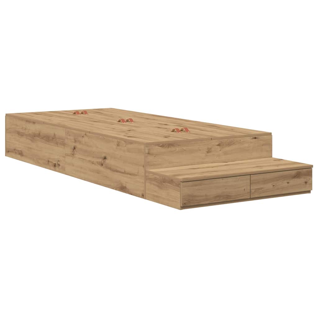 Struttura letto con contenitore Rovere artigianale 100 cm | homemem39