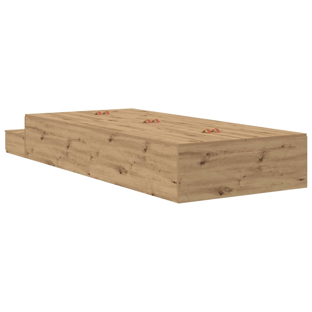 Struttura letto con contenitore Rovere artigianale 100 cm | homemem39