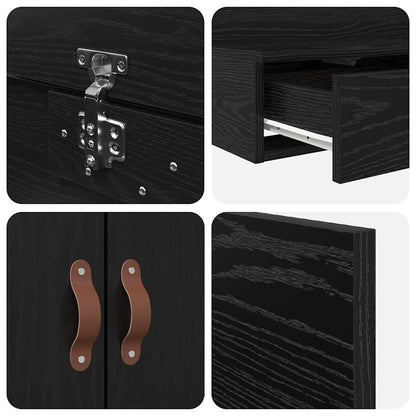Struttura letto con contenitore con cassetto Rovere nero - homemem39