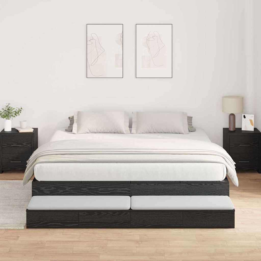Struttura letto con contenitore con cassetto Rovere nero - homemem39