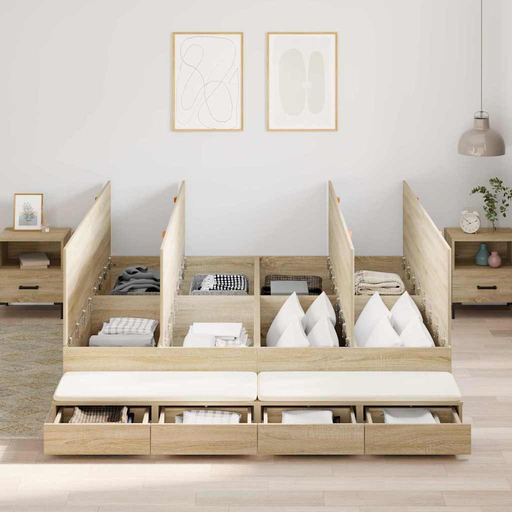 Struttura letto con contenitore con cassetto Rovere Sonoma - homemem39