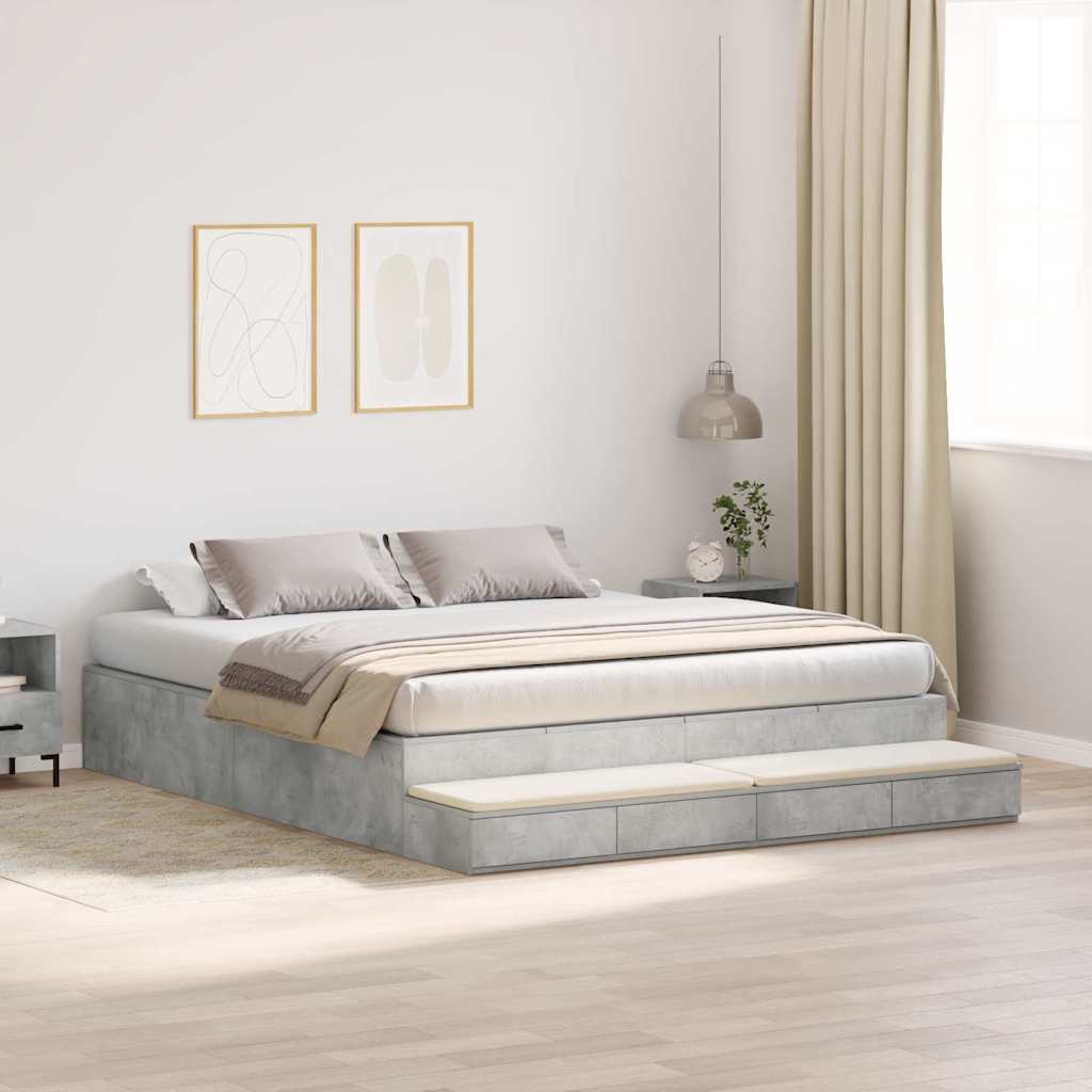 Struttura letto con contenitore con cassetto Grigio cemento - homemem39