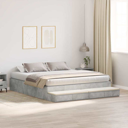 Struttura letto con contenitore con cassetto Grigio cemento - homemem39