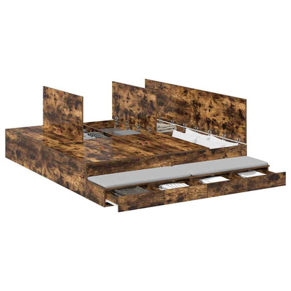 Struttura letto con contenitore con cassetto Rovere fumé - homemem39