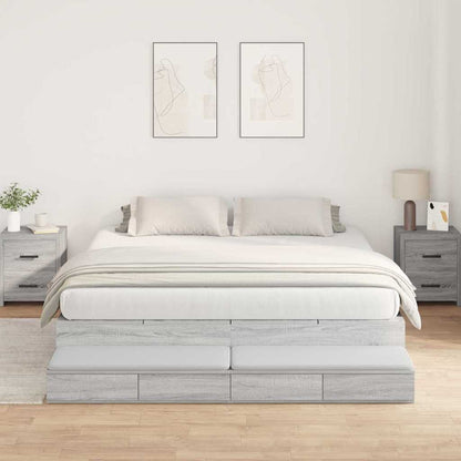 Struttura letto con contenitore con cassetto Grigio sonoma - homemem39