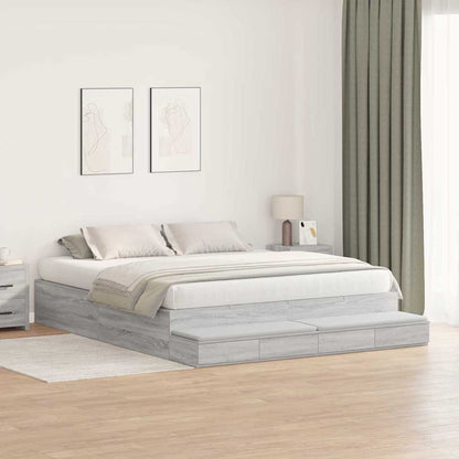 Struttura letto con contenitore con cassetto Grigio sonoma - homemem39