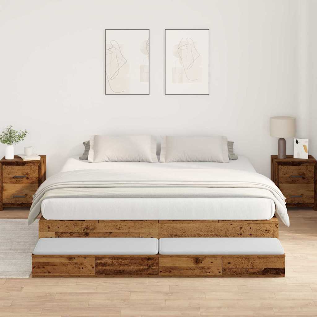 Struttura letto con contenitore con cassetto Legno vecchio - homemem39
