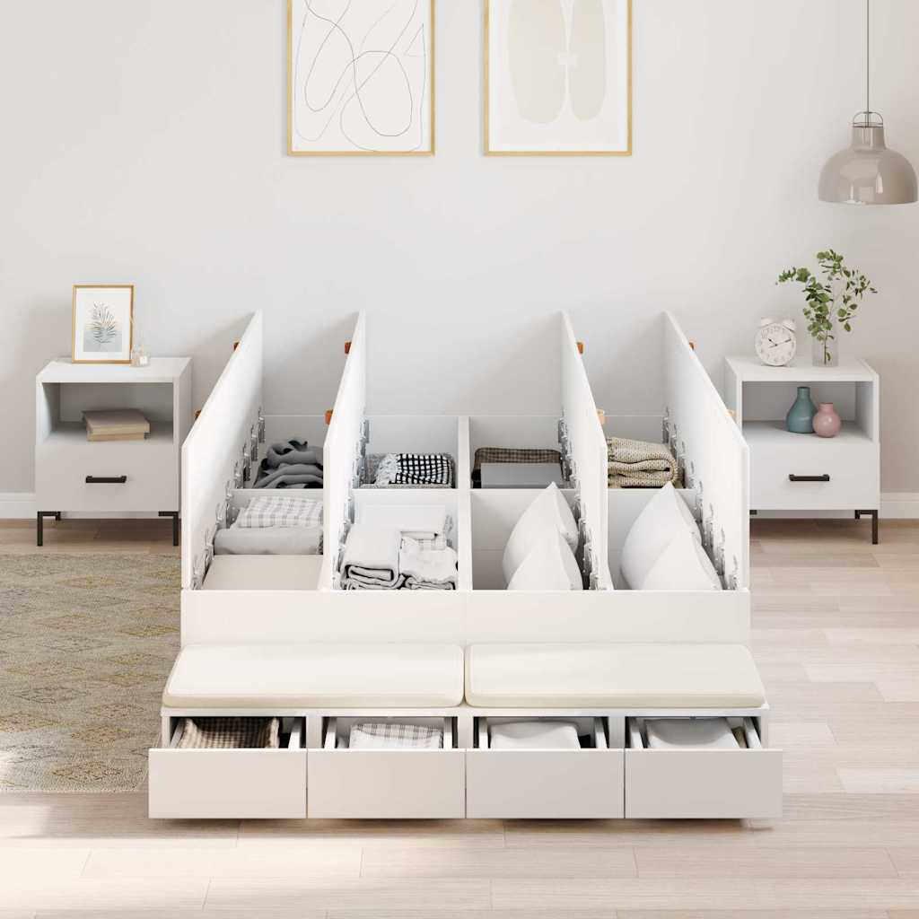 Struttura letto con contenitore Bianco 236.5 x 120 x 31.5 cm - homemem39
