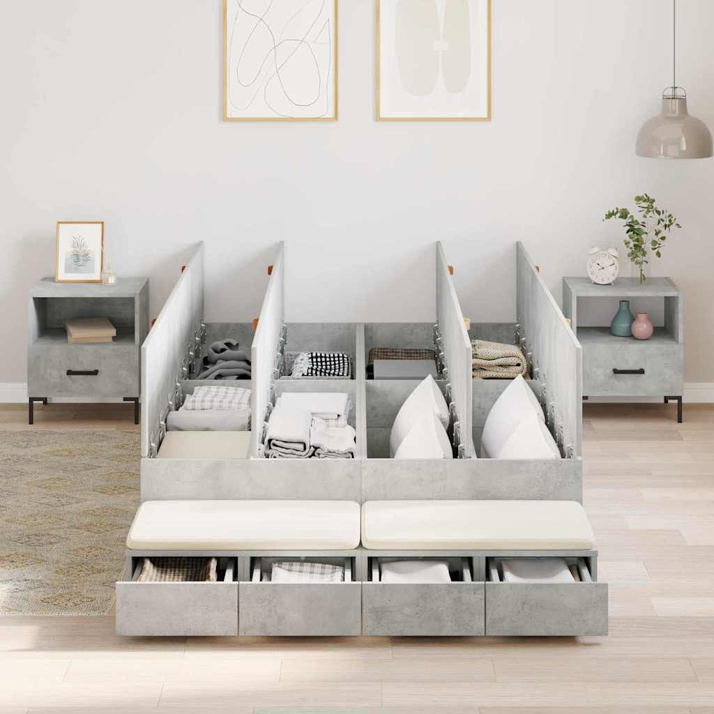 Struttura letto con contenitore con cassetto Grigio cemento - homemem39