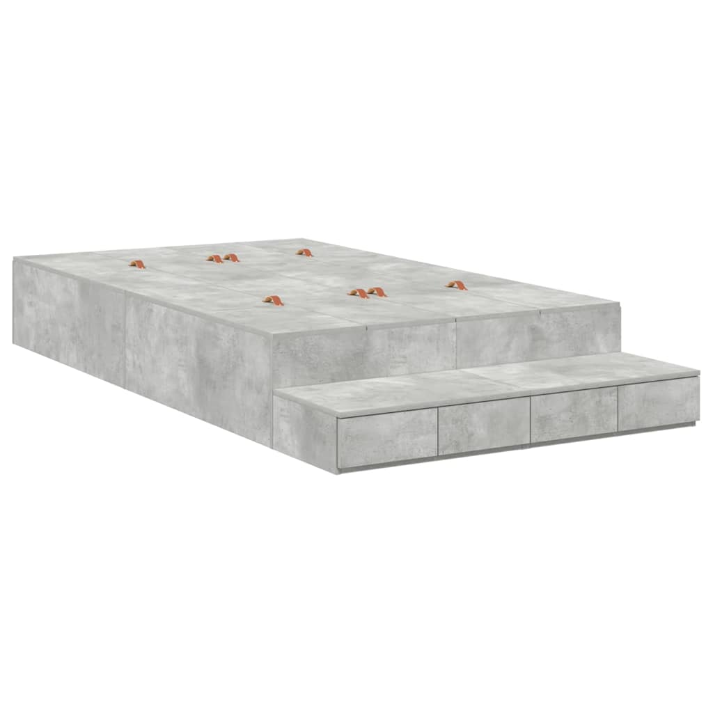 Struttura letto con contenitore con cassetto Grigio cemento - homemem39