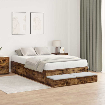 Struttura letto con contenitore con cassetto Rovere fumé - homemem39