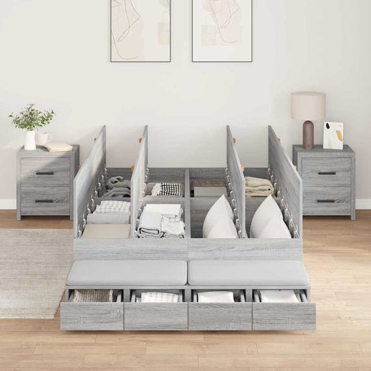 Struttura letto con contenitore con cassetto Grigio sonoma - homemem39