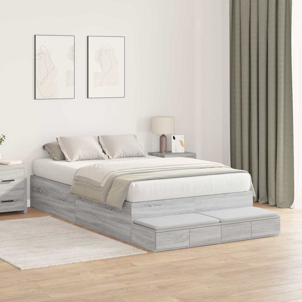 Struttura letto con contenitore con cassetto Grigio sonoma - homemem39