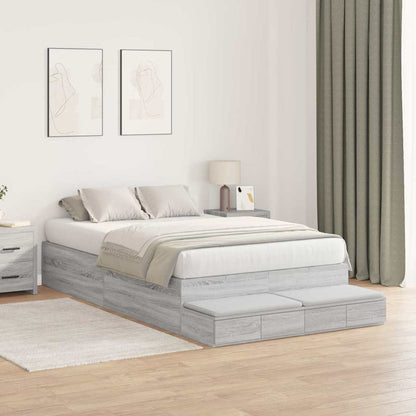 Struttura letto con contenitore con cassetto Grigio sonoma - homemem39