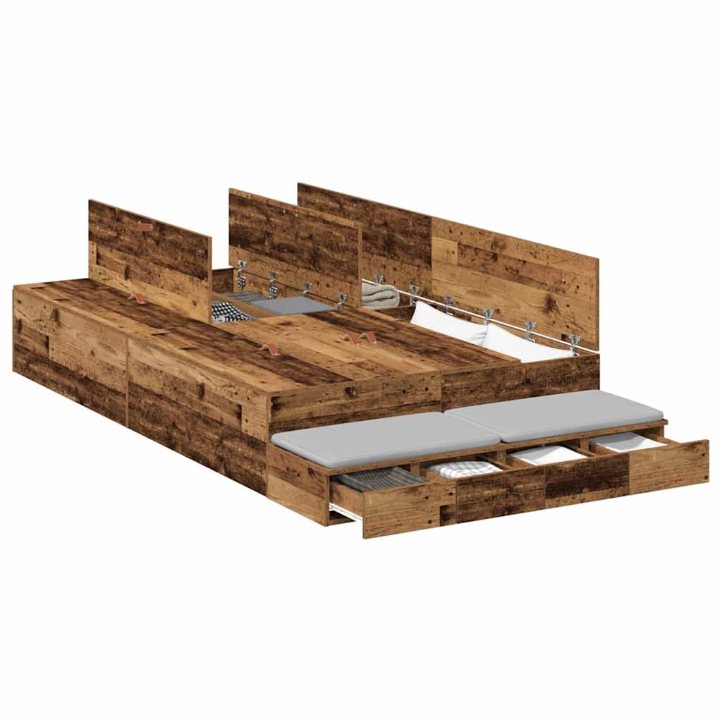 Struttura letto con contenitore Legno vecchio 120 cm