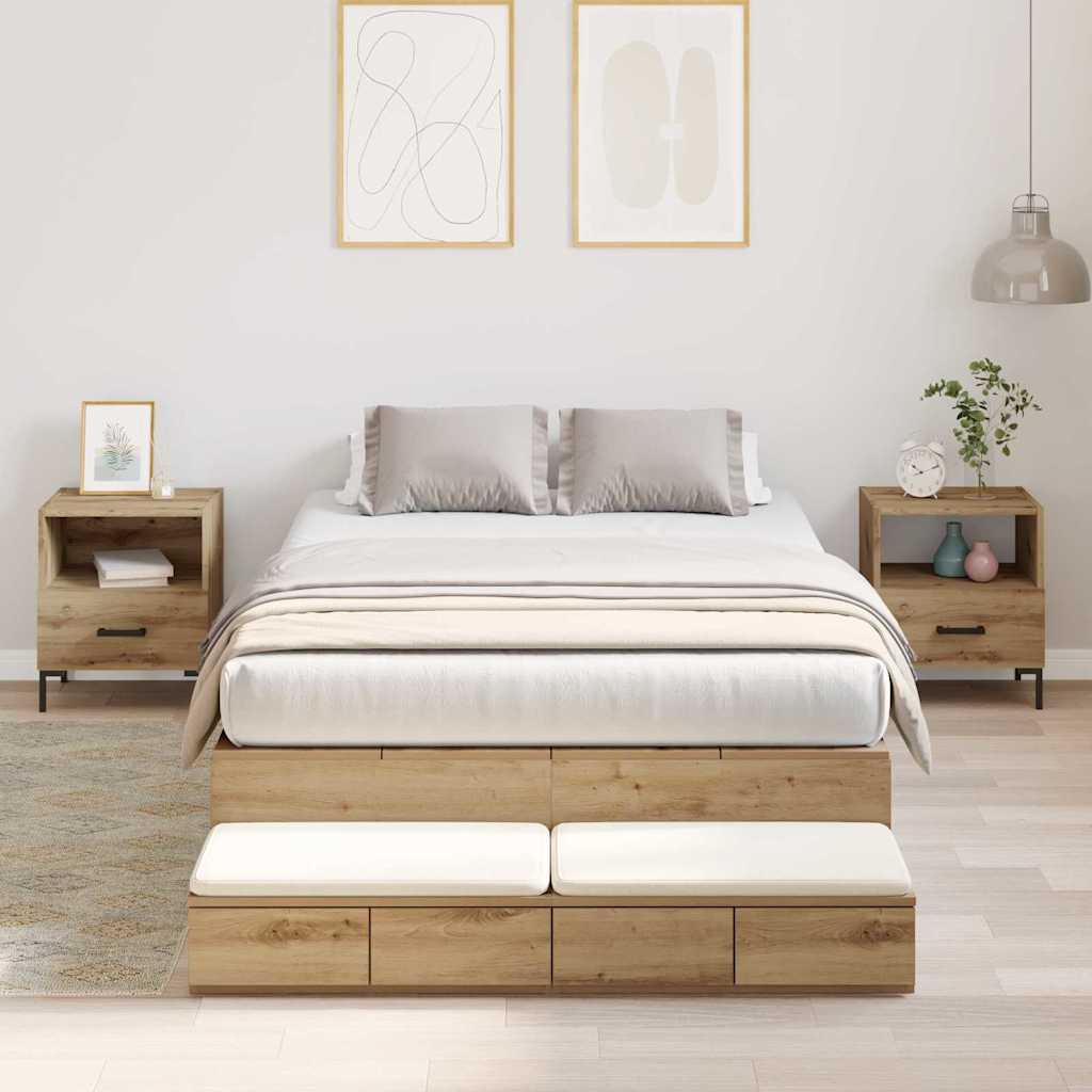 Struttura letto con contenitore con cassetto rovere artigianale - homemem39