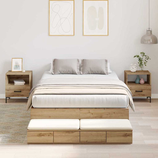 Struttura letto con contenitore con cassetto rovere artigianale - homemem39