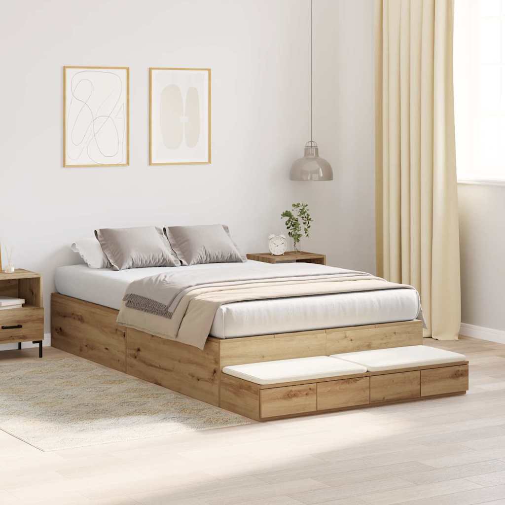 Struttura letto con contenitore con cassetto rovere artigianale - homemem39