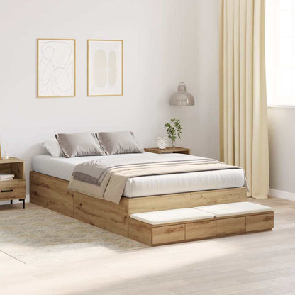Struttura letto con contenitore con cassetto rovere artigianale - homemem39