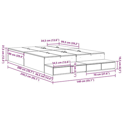 Struttura letto con contenitore Bianco 140 cm Legno multistrato | homemem39
