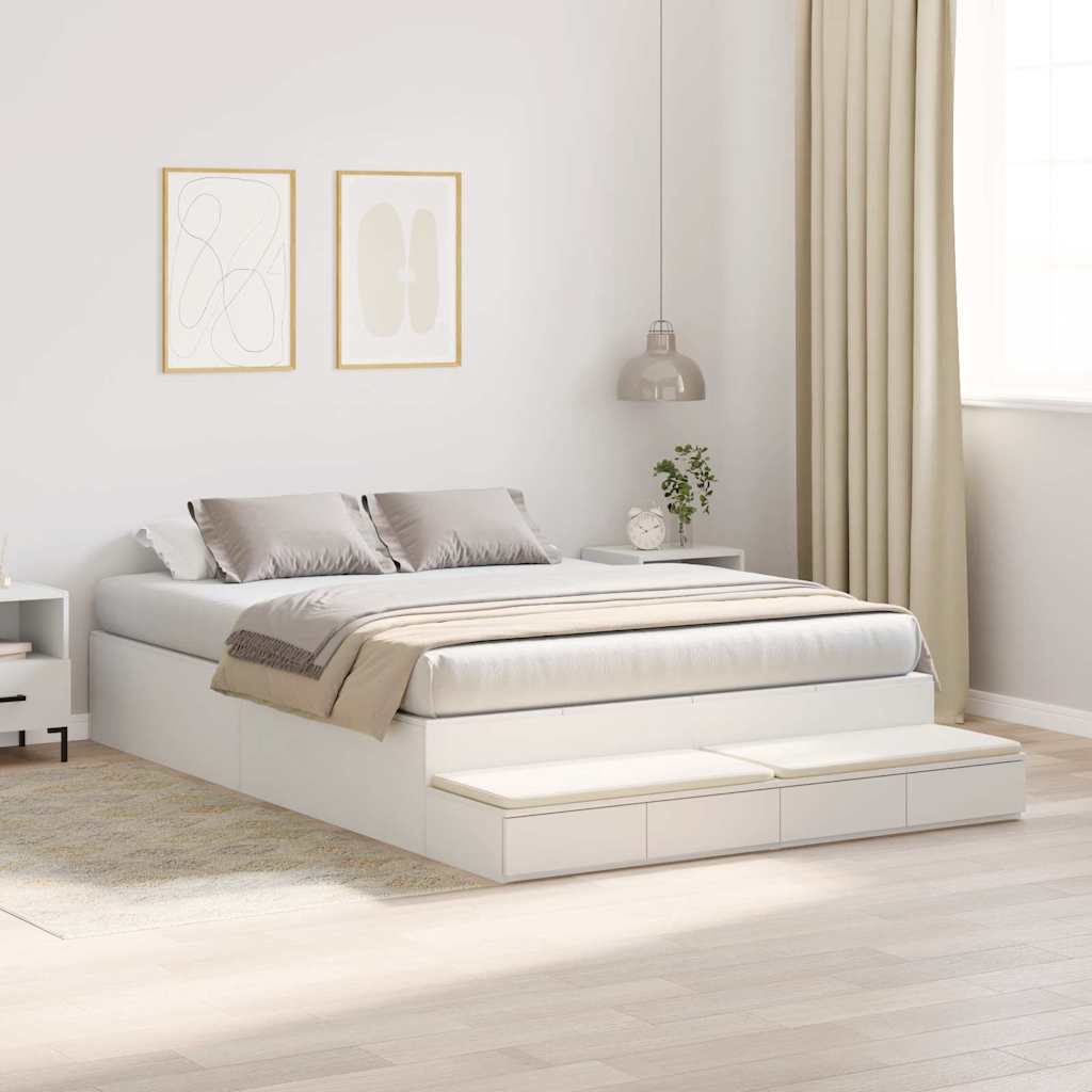 Struttura letto con contenitore Bianco 150 cm Legno multistrato