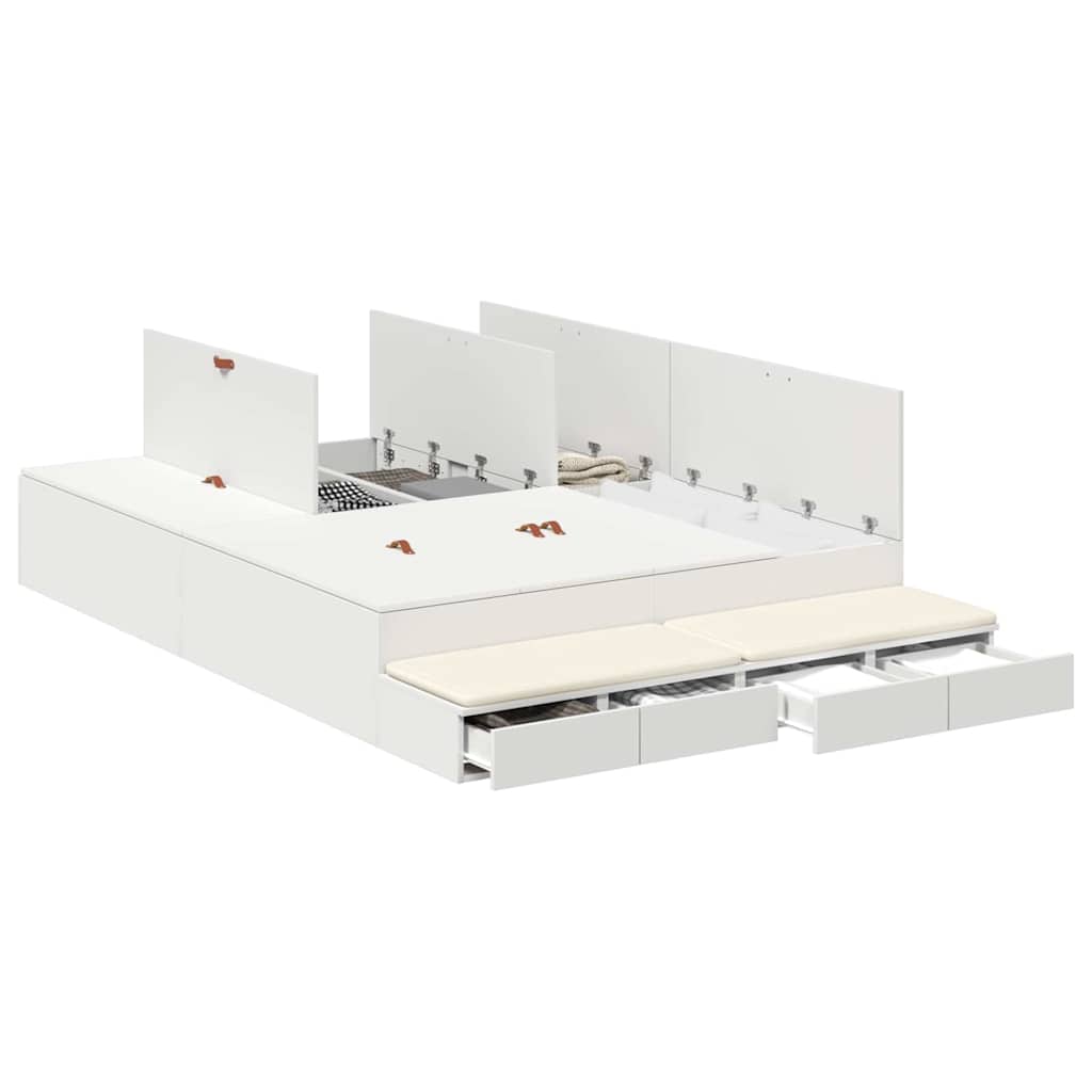 Struttura letto con contenitore Bianco 150 cm Legno multistrato