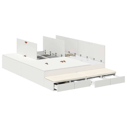 Struttura letto con contenitore Bianco 150 cm Legno multistrato