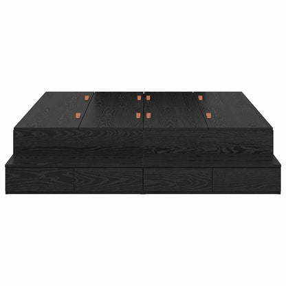 Struttura letto con contenitore con cassetto Rovere Nero 150 cm